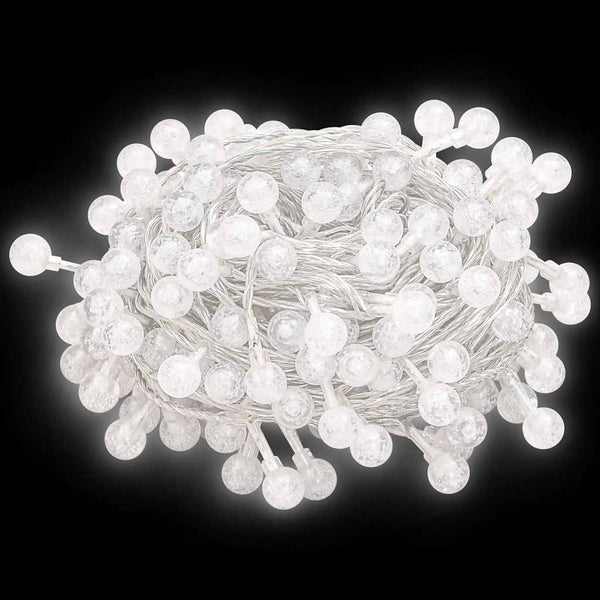 vidaXL String Lights Balls 20 m 200 LED Cold White 8 Functions