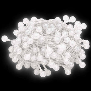 vidaXL String Lights Balls 20 m 200 LED Cold White 8 Functions