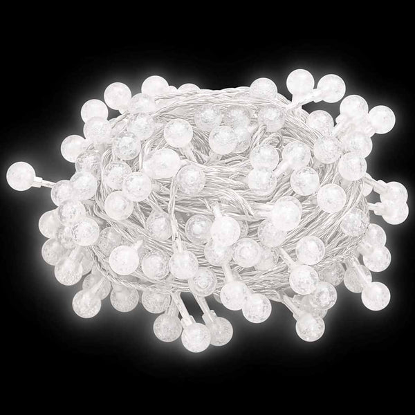 vidaXL String Lights Balls 20 m 200 LED Cold White 8 Functions