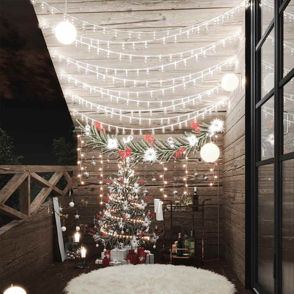 vidaXL String Lights Balls 20 m 200 LED Cold White 8 Functions
