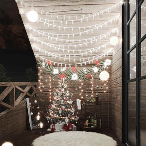 vidaXL String Lights Balls 20 m 200 LED Cold White 8 Functions