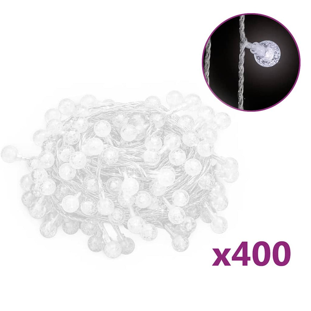 vidaXL Ball String Lights 40 m 400 LED Cool White 8 Functions