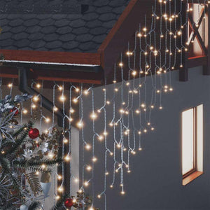 vidaXL LED Icicle String Lights 10 m 400 LED Warm White 8 Functions