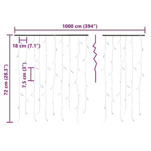 vidaXL LED Icicle String Lights 10 m 400 LED Warm White 8 Functions