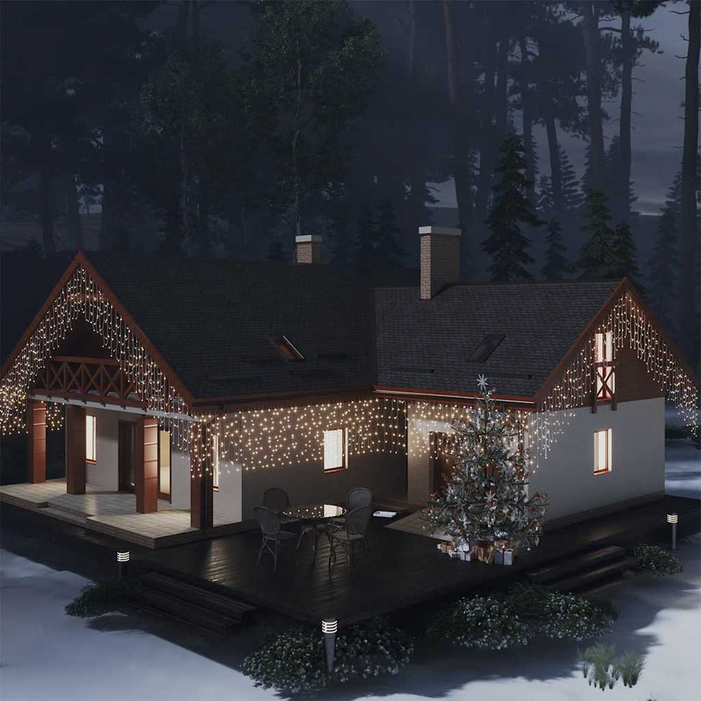 vidaXL LED Icicle String Lights 10 m 400 LED Warm White 8 Functions
