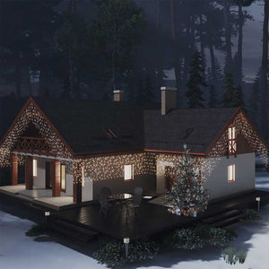 vidaXL LED Icicle String Lights 10 m 400 LED Warm White 8 Functions