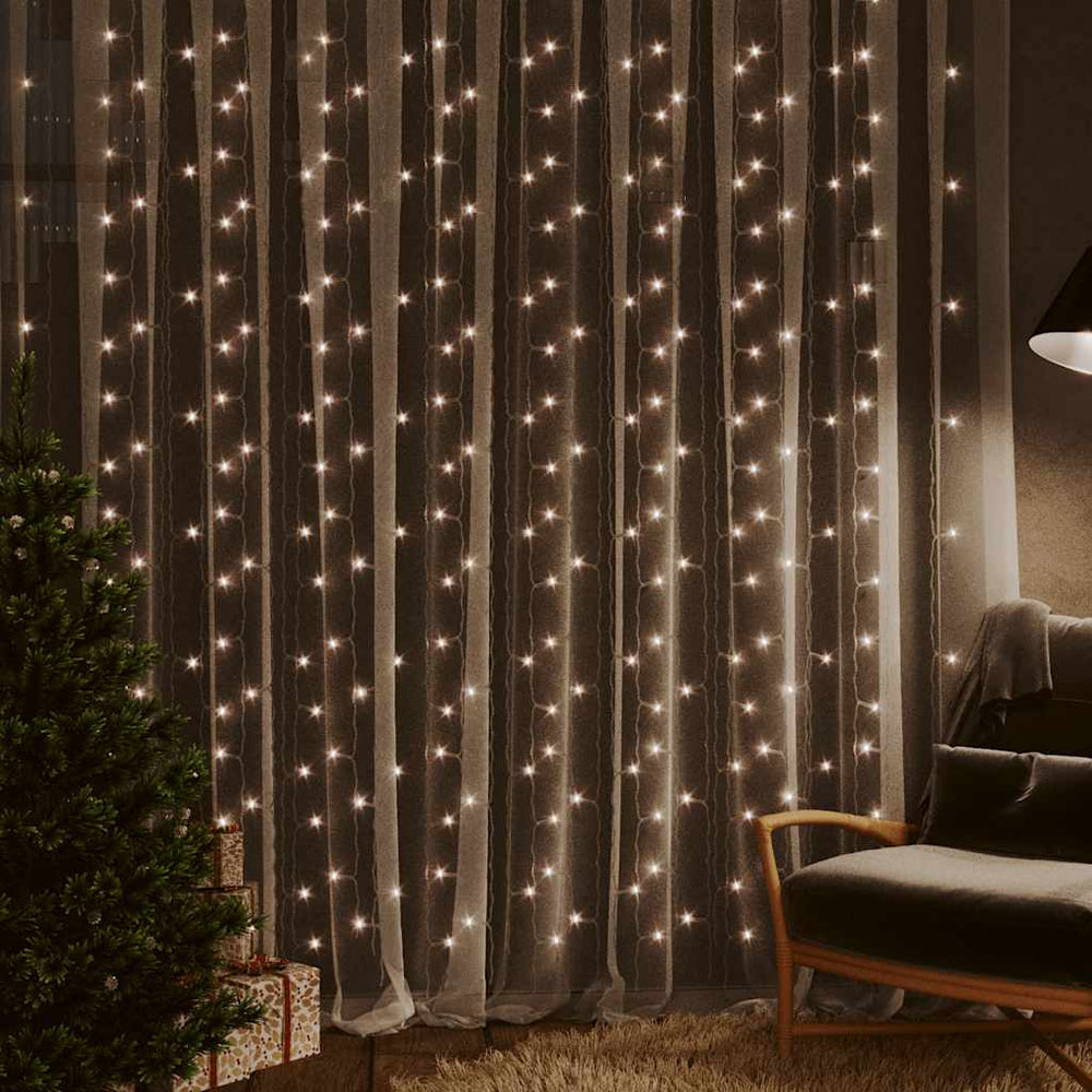 vidaXL LED Curtain Lights 3x3 m 300 LED Warm White 8 Functions