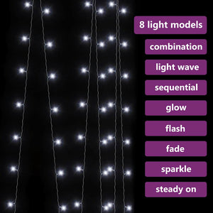 vidaXL LED Curtain Lights 3x3 m 300 LED Cold White 8 Functions