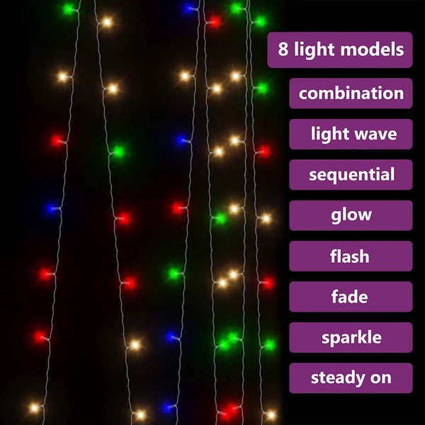vidaXL LED Light Curtain 3x3 m 300 LED Multicolor 8 Functions