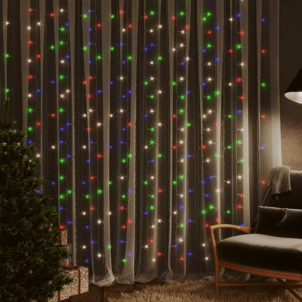 vidaXL LED Light Curtain 3x3 m 300 LED Multicolor 8 Functions