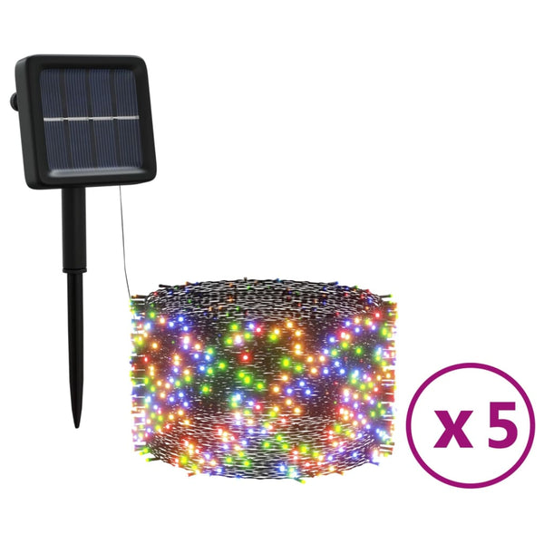 vidaXL Solar String Lights 5 pcs. 5x200 LED Multicolor Indoor Outdoor