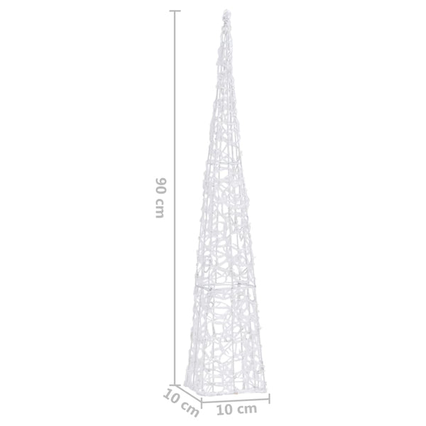vidaXL Acrylic LED Light Cone Decoration Cold White 90 cm