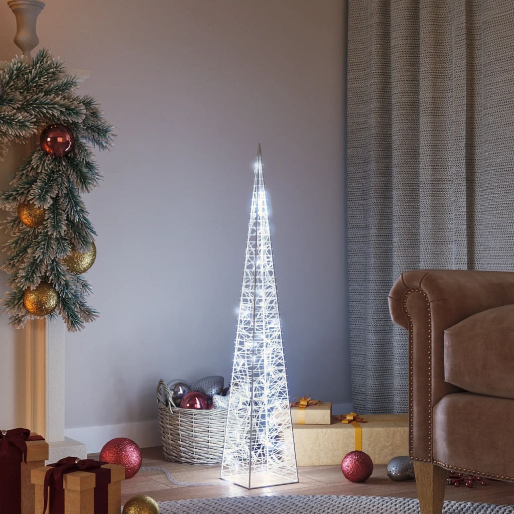 vidaXL Acrylic LED Light Cone Decoration Cold White 90 cm