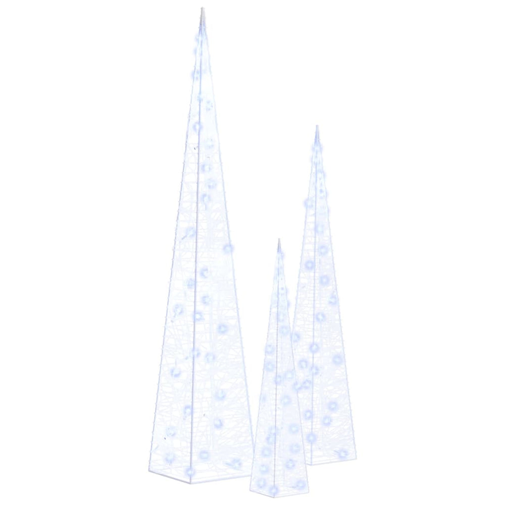 vidaXL LED Light Cone Set Acrylic Decoration Blue 30/45/60 cm