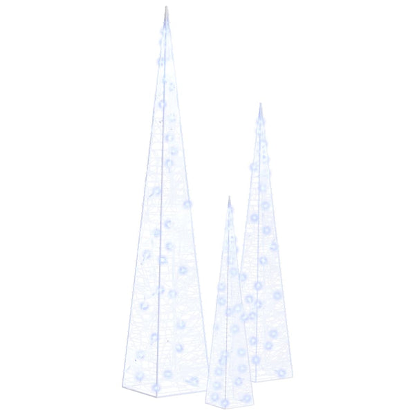 vidaXL LED Light Cone Set Acrylic Decoration Blue 30/45/60 cm