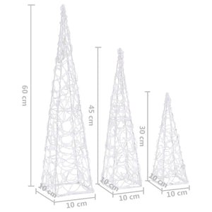 vidaXL LED Light Cone Set Acrylic Decoration Blue 30/45/60 cm