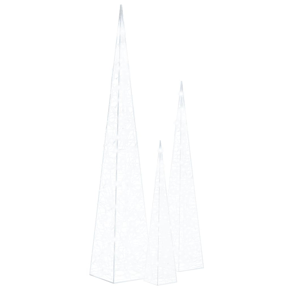vidaXL LED Light Cone Set Acrylic Decoration Cool White 60/90/120 cm