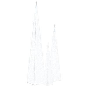 vidaXL LED Light Cone Set Acrylic Decoration Cool White 60/90/120 cm