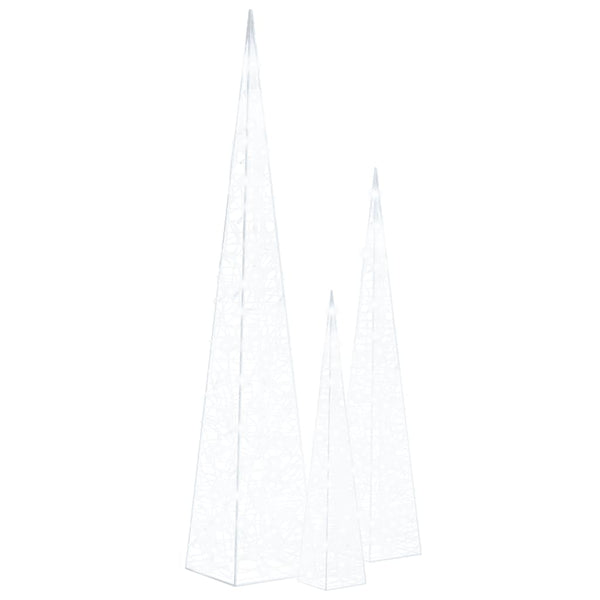 vidaXL LED Light Cone Set Acrylic Decoration Cool White 60/90/120 cm