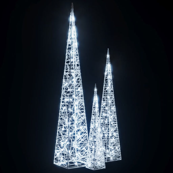 vidaXL LED Light Cone Set Acrylic Decoration Cool White 60/90/120 cm