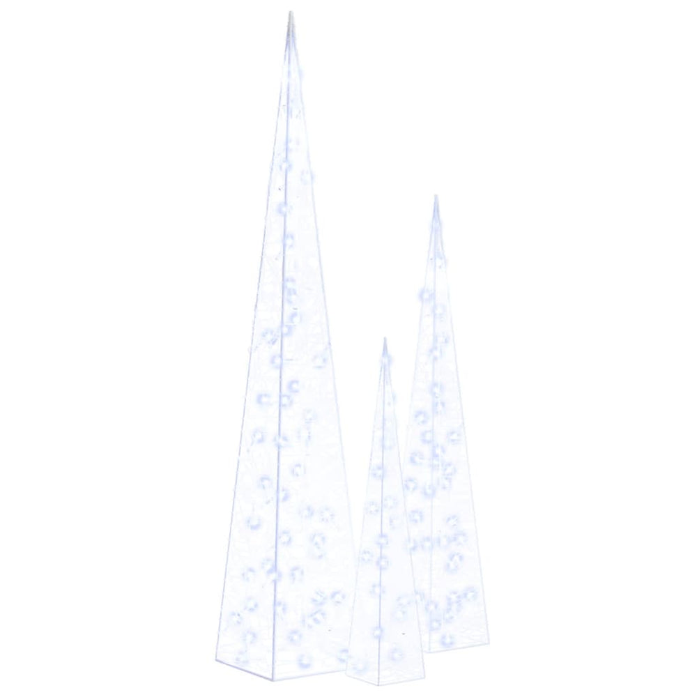 vidaXL LED Light Cone Set Acrylic Decoration Blue 60/90/120cm