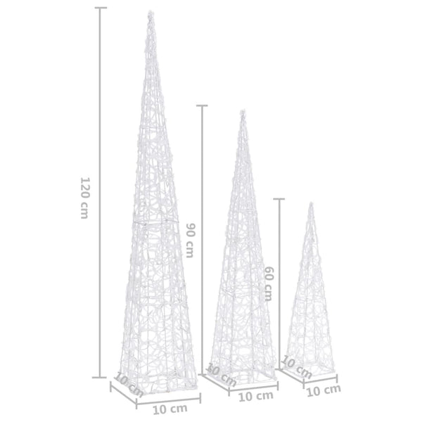 vidaXL LED Light Cone Set Acrylic Decoration Blue 60/90/120cm
