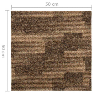 vidaXL Floor Carpet Tiles 20 pcs Brown 50 x 50 cm PP
