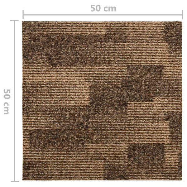 vidaXL Floor Carpet Tiles 20 pcs Brown 50 x 50 cm PP