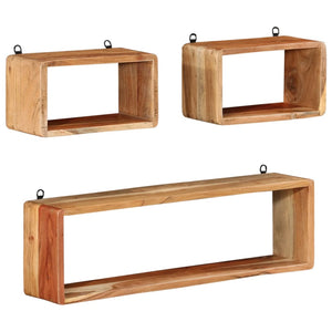 vidaXL 3-Piece Cube Shelf Set Solid Acacia Wood