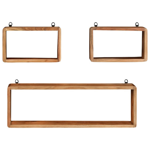 vidaXL 3-Piece Cube Shelf Set Solid Acacia Wood