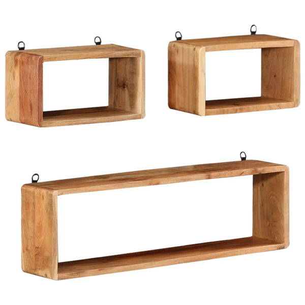 vidaXL 3-Piece Cube Shelf Set Solid Acacia Wood