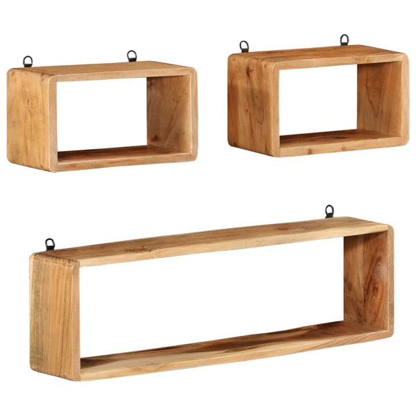 vidaXL 3-Piece Cube Shelf Set Solid Acacia Wood