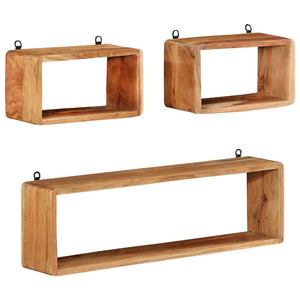 vidaXL 3-Piece Cube Shelf Set Solid Acacia Wood