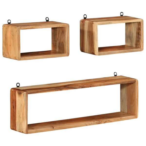 vidaXL 3-Piece Cube Shelf Set Solid Acacia Wood