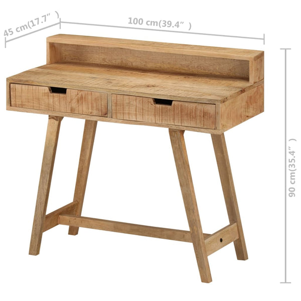 vidaXL Desk 100x45x90 cm Rough Solid Mango Wood