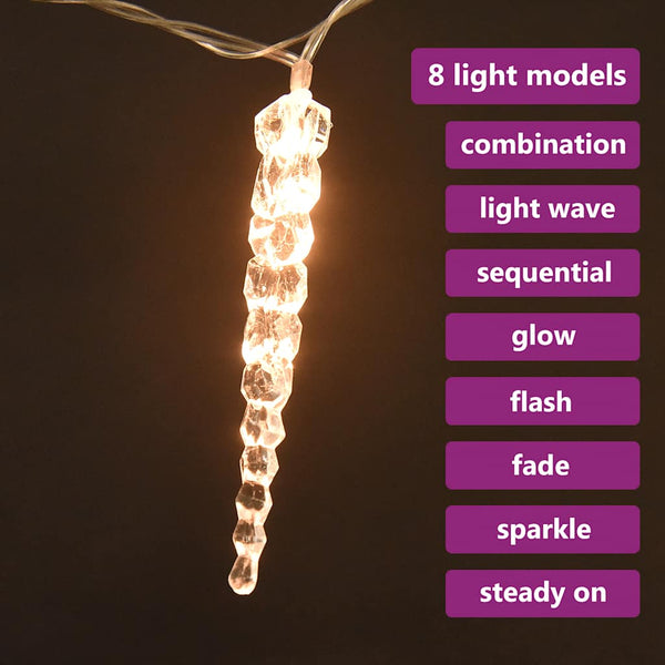 vidaXL 40-piece Icicle Light Chain Warm White Acrylic Remote Control