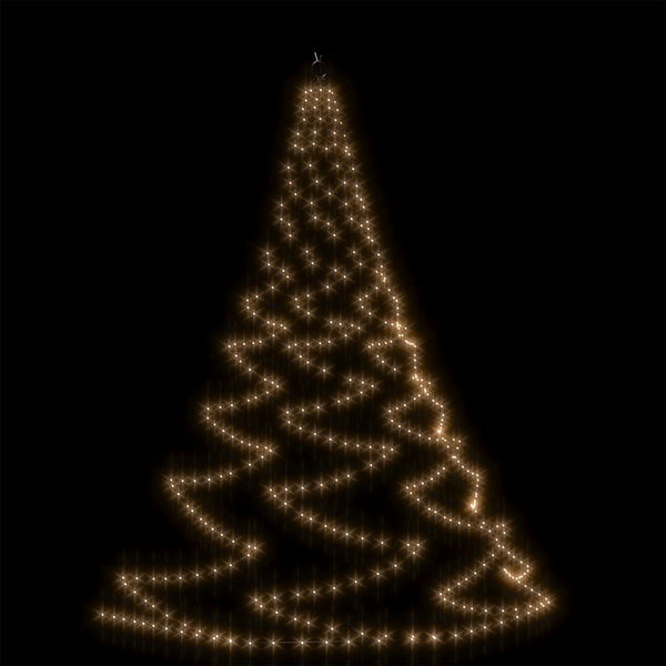 vidaXL Wall Christmas Tree with Metal Hooks 260 LED Warm White 3 m