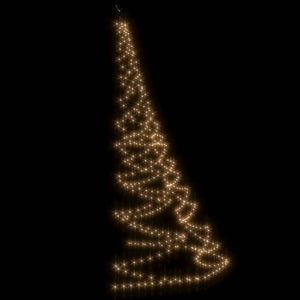 vidaXL Wall Christmas Tree with Metal Hooks 260 LED Warm White 3 m