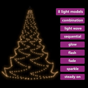 vidaXL Wall Christmas Tree with Metal Hooks 260 LED Warm White 3 m