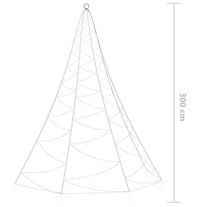 vidaXL Wall Christmas Tree with Metal Hooks 260 LED Warm White 3 m