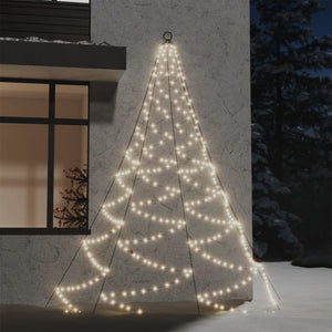 vidaXL Wall Christmas Tree with Metal Hooks 260 LED Warm White 3 m