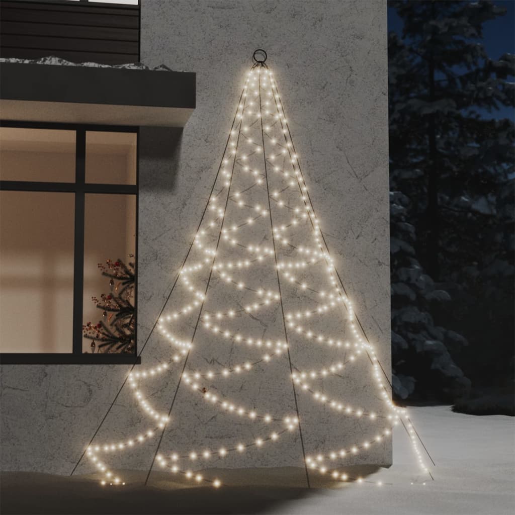 vidaXL Wall Christmas Tree with Metal Hooks 260 LED Warm White 3 m