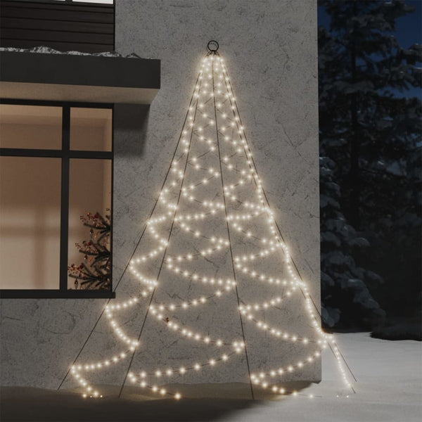 vidaXL Wall Christmas Tree with Metal Hooks 260 LED Warm White 3 m