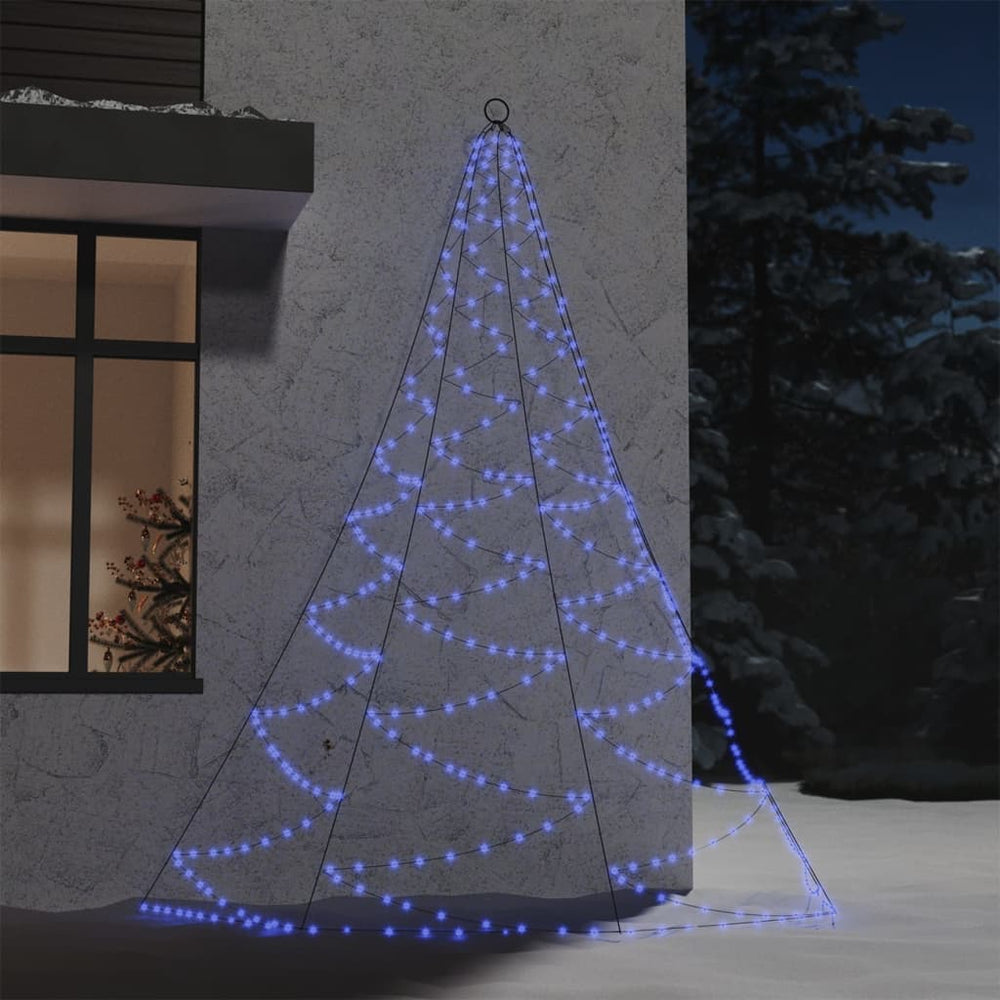 vidaXL Wall Christmas Tree with Metal Hooks 260 LED Blue 3 m