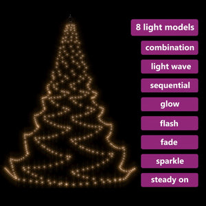 vidaXL LED Wall Tree with Metal Hooks 720 LEDs Warm White 5m Indoor Outdoor