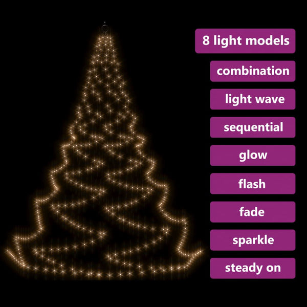 vidaXL LED Wall Tree with Metal Hooks 720 LEDs Warm White 5m Indoor Outdoor