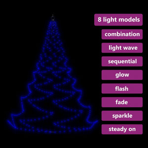 vidaXL LED Wall Christmas Tree with Metal Hooks 720 LEDs Blue 5 m Indoor Outdoor