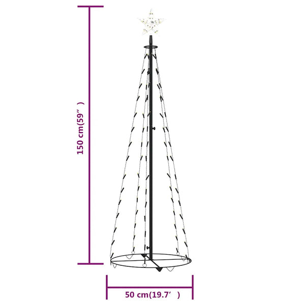 vidaXL Cone-Shaped Christmas Tree 84 LEDs Decoration Warm White 50x150 cm