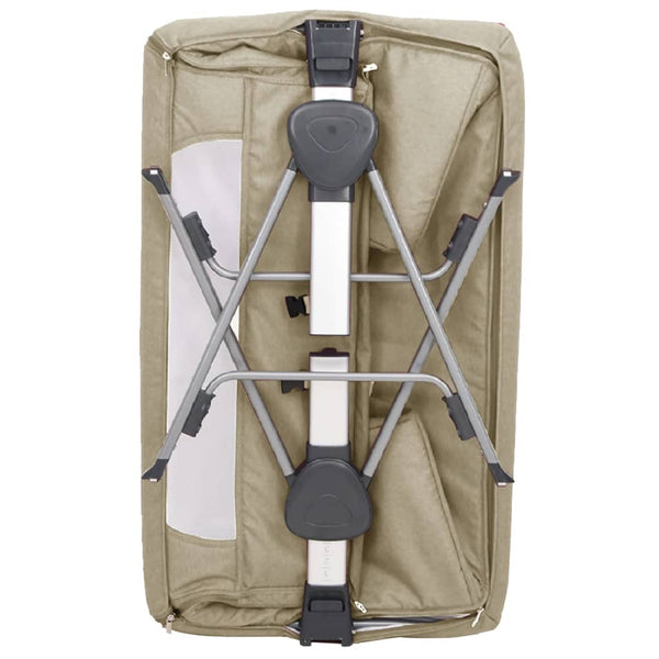 vidaXL Baby Cot with Mattress Taupe Linen Fabric