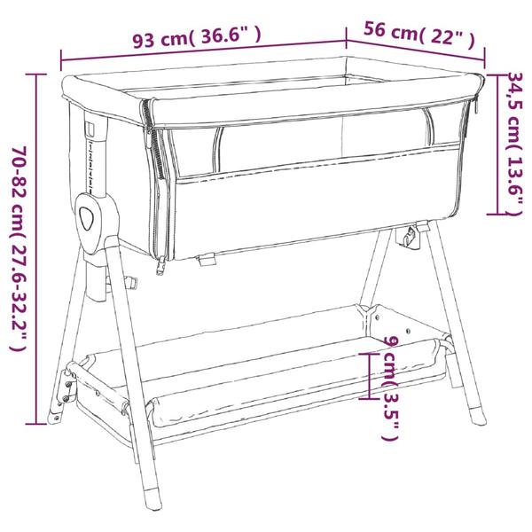 vidaXL Baby Cot with Mattress Taupe Linen Fabric